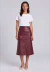 Rabe Faux Leather Midi Skirt, Burgundy