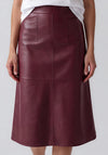 Rabe Faux Leather Midi Skirt, Burgundy