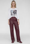 Rabe Faux Leather Wide Leg Trousers, Wine
