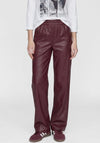 Rabe Faux Leather Wide Leg Trousers, Wine