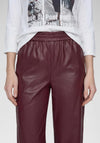Rabe Faux Leather Wide Leg Trousers, Wine