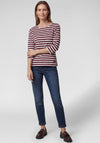 Rabe Striped Cotton Cropped Sleeve Top, Wine