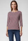 Rabe Striped Cotton Cropped Sleeve Top, Wine
