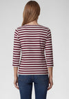 Rabe Striped Cotton Cropped Sleeve Top, Wine