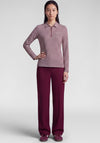 Rabe Striped Jersey Polo Collar Top, Burgundy