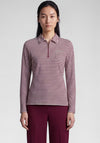 Rabe Striped Jersey Polo Collar Top, Burgundy