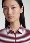 Rabe Striped Jersey Polo Collar Top, Burgundy