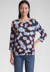 Rabe Circle Print Cropped Sleeve Top, Wine
