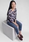Rabe Circle Print Cropped Sleeve Top, Wine