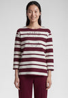 Rabe Ribbed Striped Cropped Sleeve Top, Wine