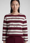 Rabe Ribbed Striped Cropped Sleeve Top, Wine