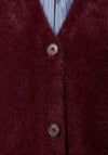 Rabe Textured Button Up Waistcoat, Burgundy