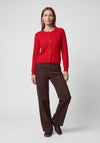 Rabe Ribbed with Button Placket Cardigan, Red
