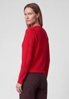 Rabe Ribbed with Button Placket Cardigan, Red