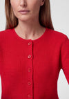 Rabe Ribbed with Button Placket Cardigan, Red