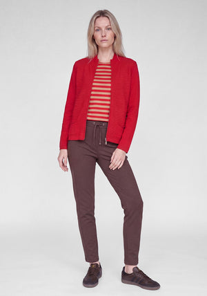 Rabe Ribbed Knitted Cardigan, Red