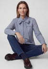 Rabe Pinstripe Pussybow Blouse, Blue