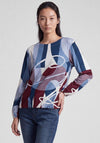 Rabe Geo Graphic Print Elastic Hem Top, Blue