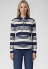 Rabe Striped Colour Block Polo Top, Navy