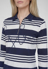 Rabe Striped Colour Block Polo Top, Navy