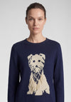 Rabe Knitted with Dog Print Jumper, Navy Multi
