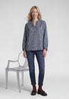 Rabe Floral Striped V-Neck Blouse, Blue Multi