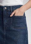 Rabe Frayed Hem Midi Denim Skirt, Blue