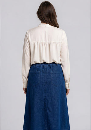 Rabe High Neckline with Tie Detail Blouse, Cream