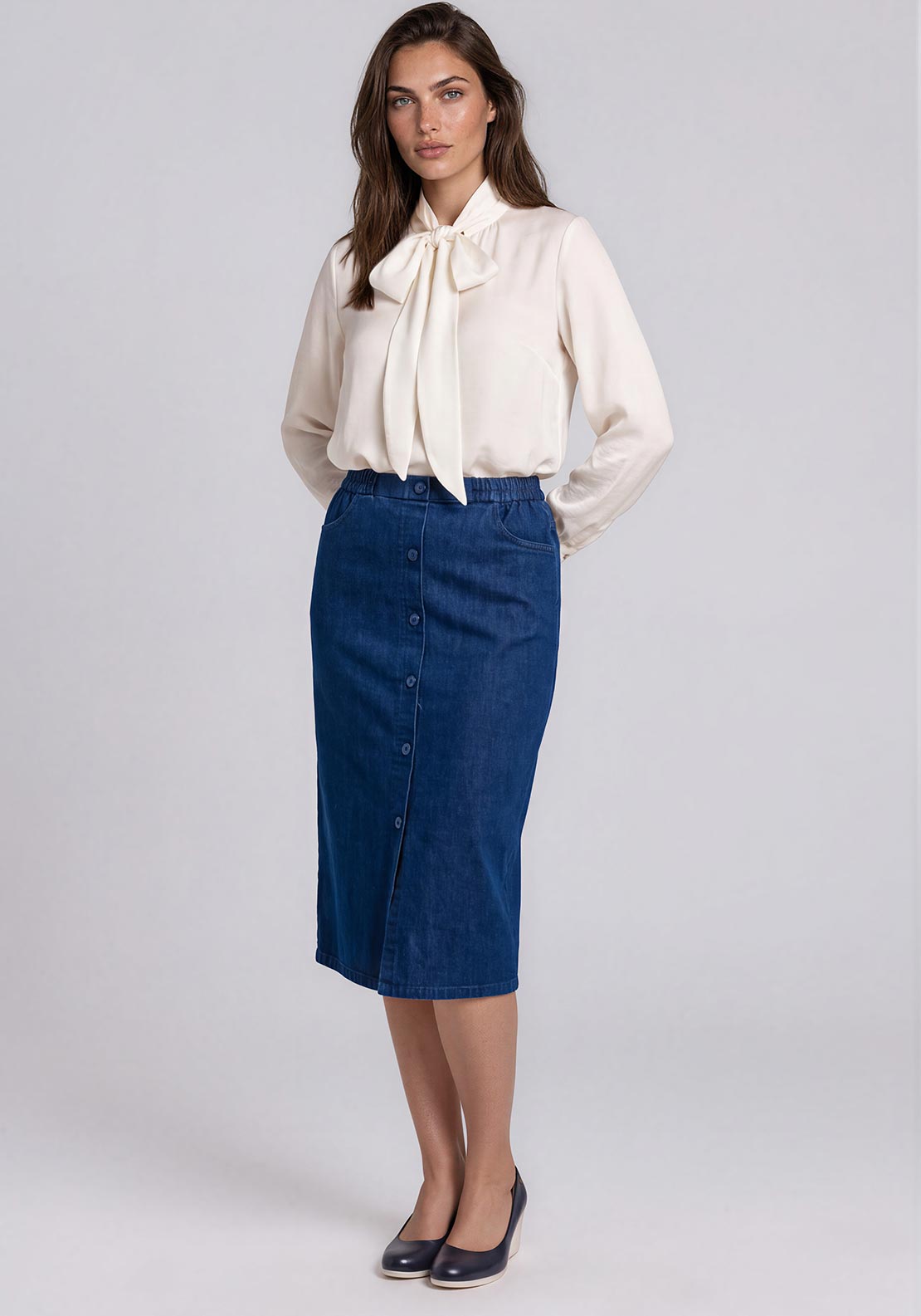 Rabe High Neckline with Tie Detail Blouse, Cream