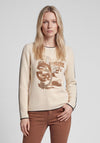 Rabe Mesh with Graphic Print Top, Beige Multi
