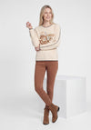 Rabe Mesh with Graphic Print Top, Beige Multi