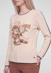 Rabe Mesh with Graphic Print Top, Beige Multi