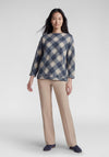 Rabe Plaid Print Top, Navy Multi