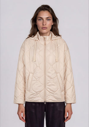 Rabe Quilted with Hood Waterproof Coat, Cream