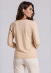 Rabe Fashionista Graphic Print with Rhinestone Detail Top, Beige Multi