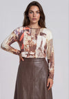 Rabe Skyscraper Print Round Neck Top, Beige Multi