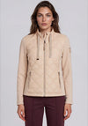 Rabe Mixed Fabric High Neck Jacket, Beige