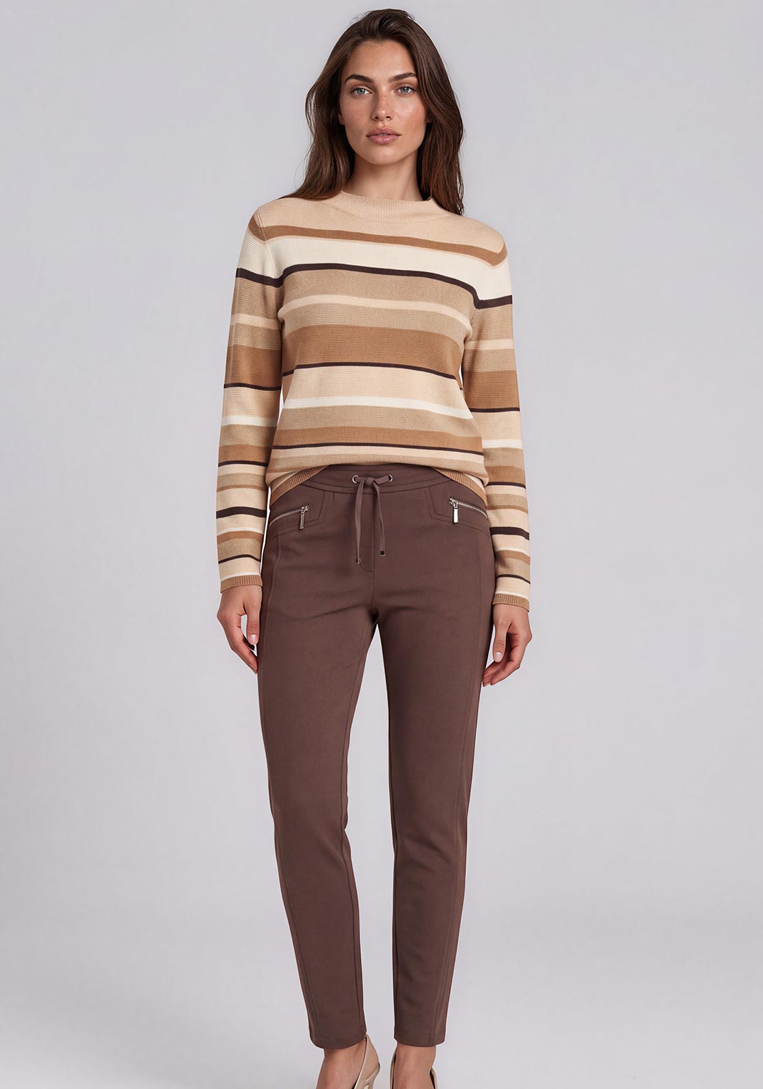 Rabe Knitted Striped Jumper, Beige Multi