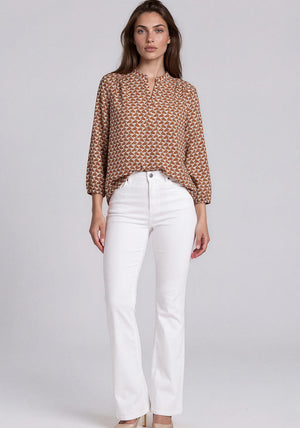 Rabe Geometric Print Blouse, Brown Multi