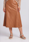 Rabe Faux Leather Midi Skirt, Tan