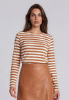 Rabe Striped Basic Top, Tan and White
