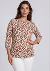 Rabe Love Heart Print Top, Brown Multi