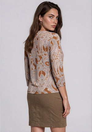 Rabe Vintage Print Top, Brown Multi