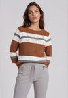 Rabe Striped with Rhinestone Detail Top, Brown Multi