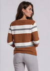 Rabe Striped with Rhinestone Detail Top, Brown Multi