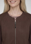 Rabe Zip Up with Rhinestone Detail Bomber Jacket, Brown