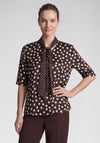 Rabe Polka Dot with Tie Detail Blouse, Brown and White