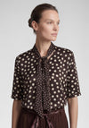 Rabe Polka Dot with Tie Detail Blouse, Brown and White