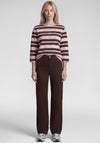 Rabe Ribbed Striped Rhinestone Top, Pink and Brown