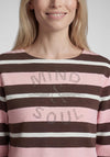 Rabe Ribbed Striped Rhinestone Top, Pink and Brown